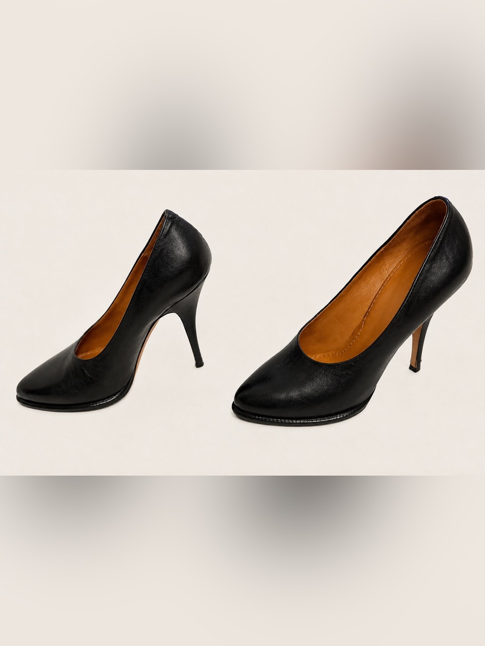 Givenchy Black Leather Pointed Toe Pumps Heels EU 37.5 US 7.5 Made In Italy
